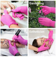 100PCS Fuchsia Nitrile Disposable Gloves Latex-Free for Kitchen, Cleaning, Salon