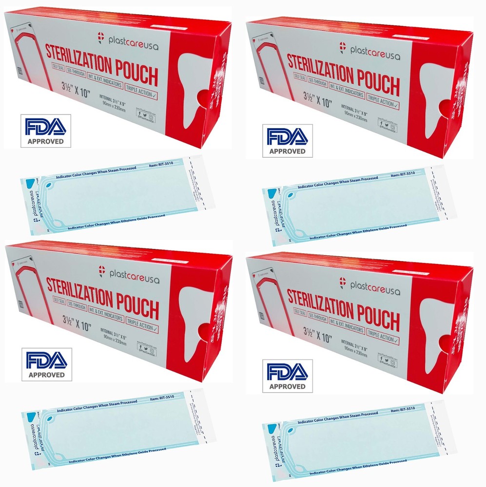 Dental Sterilization Pouch RIT3510 3-1/2″ x 9″ (800pcs) PlastCare