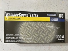 100 count SemperCare Latex Rubber Gloves : Extra Small Size.