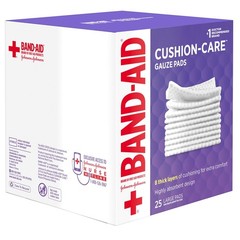 BAND-AID Brand Absorbent Cushion Care Sterile Square 4×4 Inch (Pack of 25)