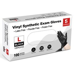 Large Pack of 100 Black Disposable Medical Exam Gloves Latex Free Food Safe