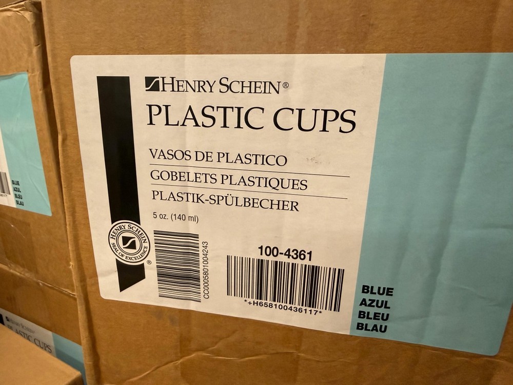 CASE OF 1000 Henry Schein 100-4361 Blue Plastic Cups 5oz Disposable