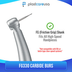 10 FG 330 Carbide Dental Burs High Speed Handpiece Friction Grip Drill Bits