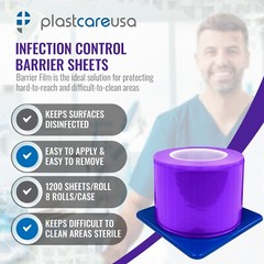 Purple Barrier Film, Plastic Sheeting Dental Tattoo Adhesive 1200 4″ x 6″ Sheets