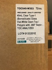 ESS TOC040-W303 | TOC Vials 40mL Clear Open-Top/0.068″ Septa CS/72 Caps Included