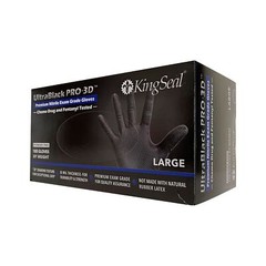 KingSeal UltraBlack PRO-3D Nitrile Exam Gloves, X-LARGE – 1 Box of 100 Gloves