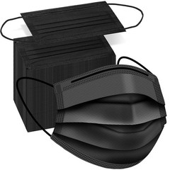 100 PCS Black Protective 3 Layer Face Mask Respirator Disposable Masks BFE98%