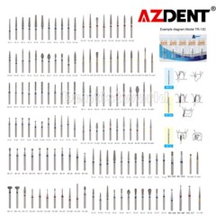 AZDENT 100Type Dental Diamond Burs FG Drill F High Speed Handpiece 1.6mm 5pc/PK