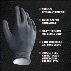 Steel Premium Industrial Nitrile Gloves, One Size Fits Most, Black, 50 Count