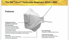 10-pack 3M Aura 9205+ N95 NIOSH Protective Disposable Face Mask Respirator NEW