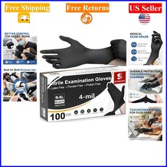 Black Nitrile Exam Gloves 4 Mil XL Disposable Powder-Free Food Safe