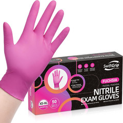Nitrile Disposable Gloves 50ct 3-Mil Pink Powder-Free Latex-Free Esthetician XL