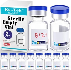 Sterile Empty Glass Vials with Self Healing Injection Port, 2ml Clear Pack