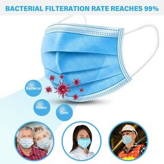100 Pcs ( 2 box of 50 pc ) Disposable 3 Layer Face Protective Mask