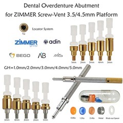 Zimmer Screw-Vent 3.5/4.5mm Locator Abutment Dental Implant Abutment & Male Caps