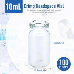 1000PCS 10ml Sample Vials Aluminum Caps 20mm Crimp Top Clear Glass Bottle HPLC