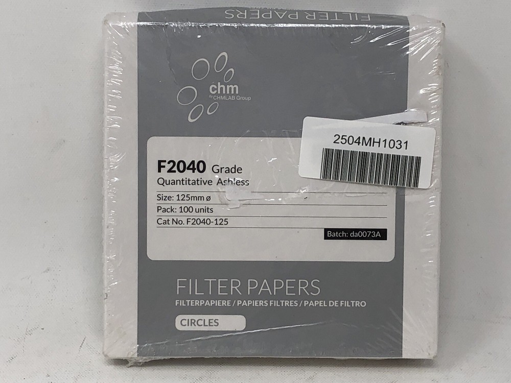 Chm F2040 Filter Papers Quantitative Ashless DA0073A 100 Count