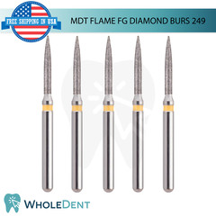 Dental MDT Flame 249 FG Diamond Burs Slender L22.0mm Smooth Polished Finish