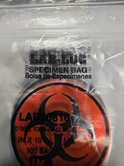 Free Shipping 100 BIOHAZARD BAGS 6×9 ECONO-ZIP SPECIMEN TRANSPORT CLEAR LAB-LOC
