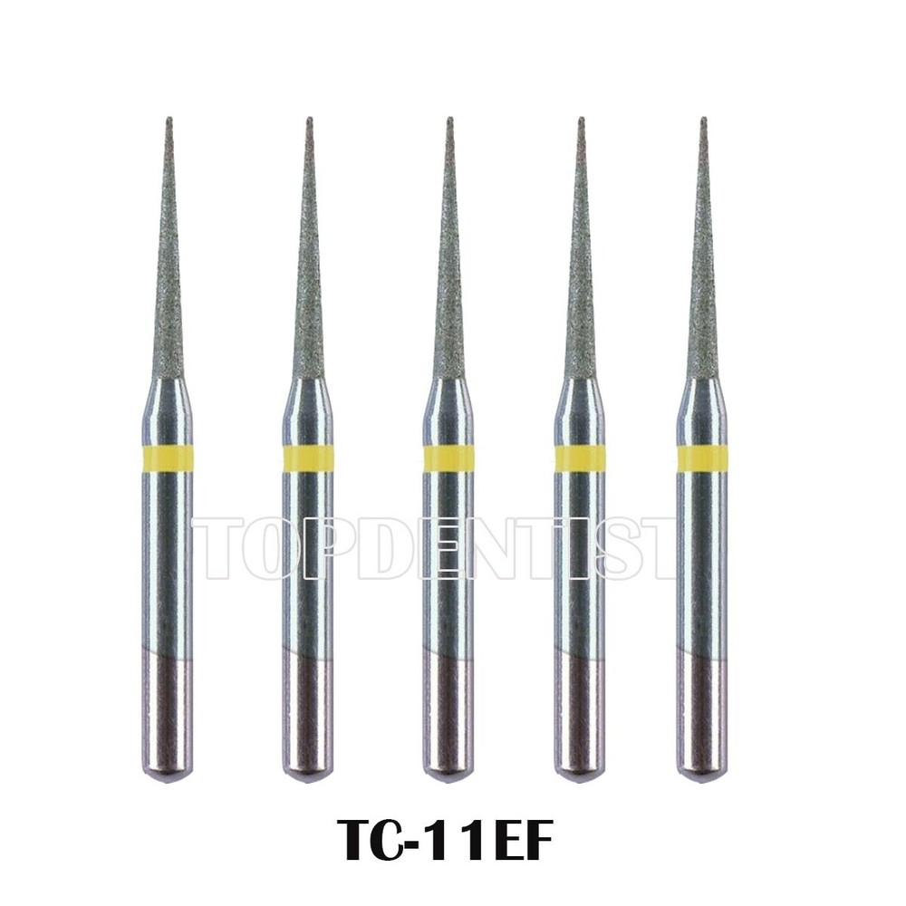 10Pcs Dental Diamond Burs FG Needle Taper TC-11EF Extra Fine Grit High Speed