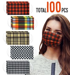 Unisex Adult 3-Ply Dust Protection Single Use Disposable Face Mask – 100 PC