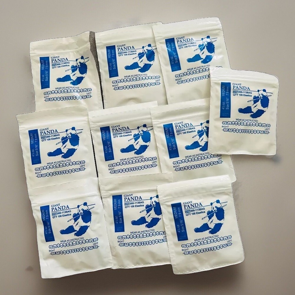 10x MEDIUM 4.5oz 1000 Count ELASTIC BRACES DENTAL RUBBER BANDS GIANT PANDA 5/16”