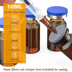 1000PCS Crimp Top Headspace 10mL Vials Aluminum Caps HPLC Lab Clear Glass Bottle