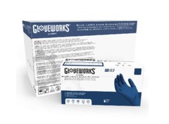 Gloveworks Blue Latex PF Exam Gloves – 13 mil – Case of 500