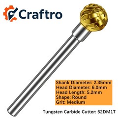 1pc 2.35mm Tungsten Carbide Cutter Bur 52DM1T Medium Polishing Burs Tooth Drills