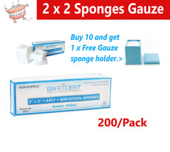 DENTAL 2 x 2 Sponges Gauze Non-Woven sponges, 4-Ply, Gauze Pad, Medical 200/Pack