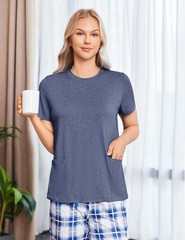 Deyeek Open Down Back Hospital Gowns for Women Post 3X-Large, Blue Purple