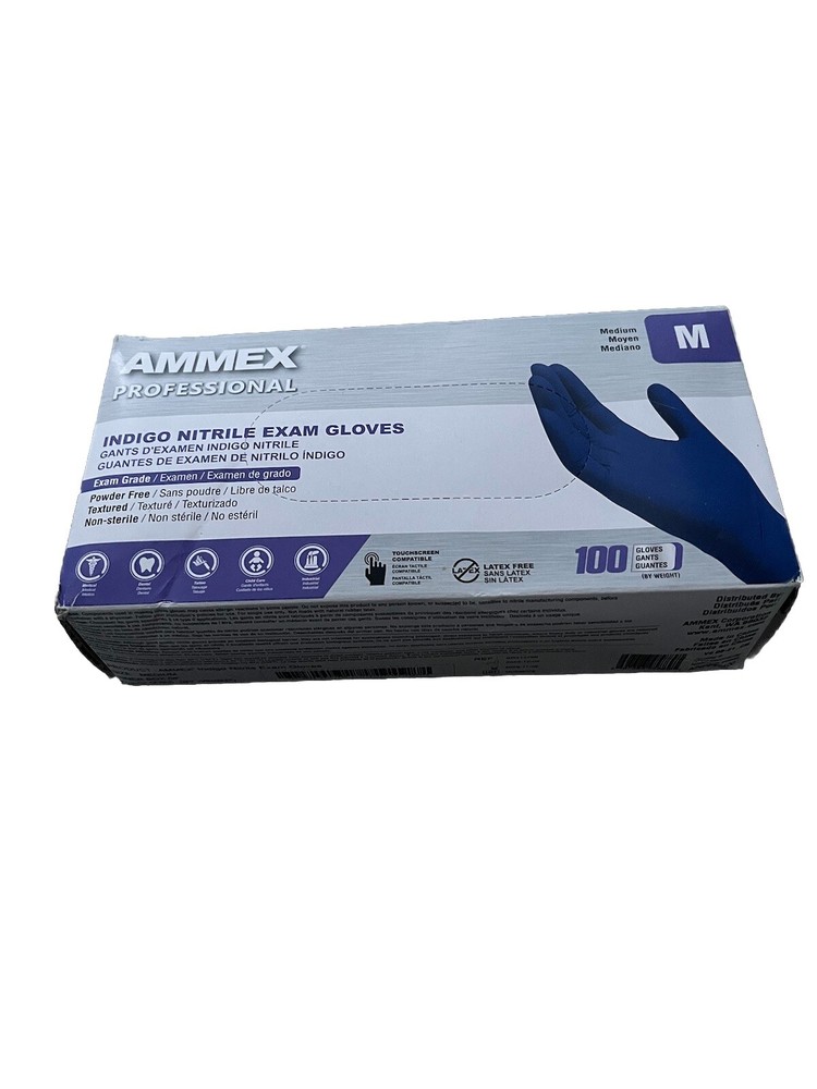 AMMEX ABNPF44100BX Medical Black Nitrile Gloves, Medium – 100 Count