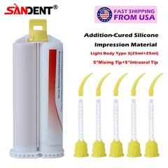 Dental Impression Material VPS Light Body Fast Set (4 Cartridge & 20 Tips) PVS