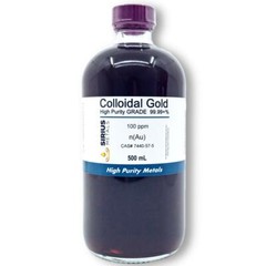 True Colloidal Gold Nanoparticles (AuNPs): 100 ppm – 500mL in Glass
