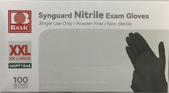 Synguard Nitrile Exam Gloves Powder-Free Black XXL 1 Box of 100