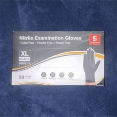 Schneider Nitrile Examination Gloves XL Black Powder-Free Latex-Free 50 Gloves