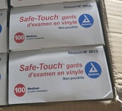 Dynarex Safe-touch Vinyl Exam Gloves, Powder Free, Medium, 10 Box Of 100 Gloves,