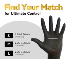 KLIZZA Nitrile Powder-Free Black Disposable Gloves XL for Dental & Cosmetology