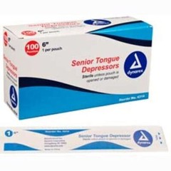 Dynarex Tongue Depressor, Adult 6″ Sterile, 1 per pack, Box of 100
