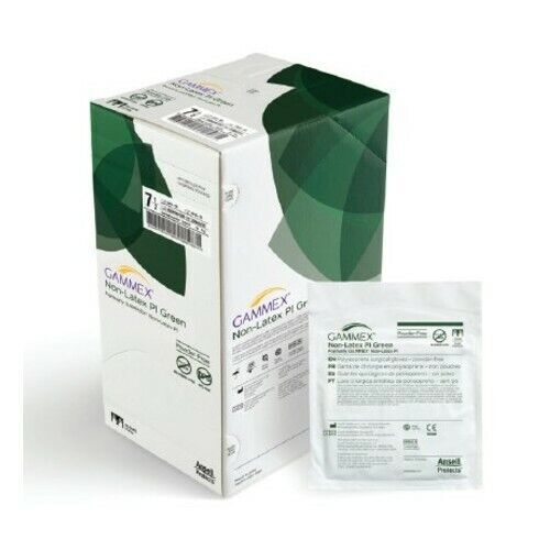 *50-Pairs* Ansell Gammex Non-Latex PI Green PF Size-7.5 Surgical Gloves 20685275