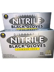 (2) Box 100 Ct Texture Grip Black Medical Nitrile Exam Gloves Latex Powder Free