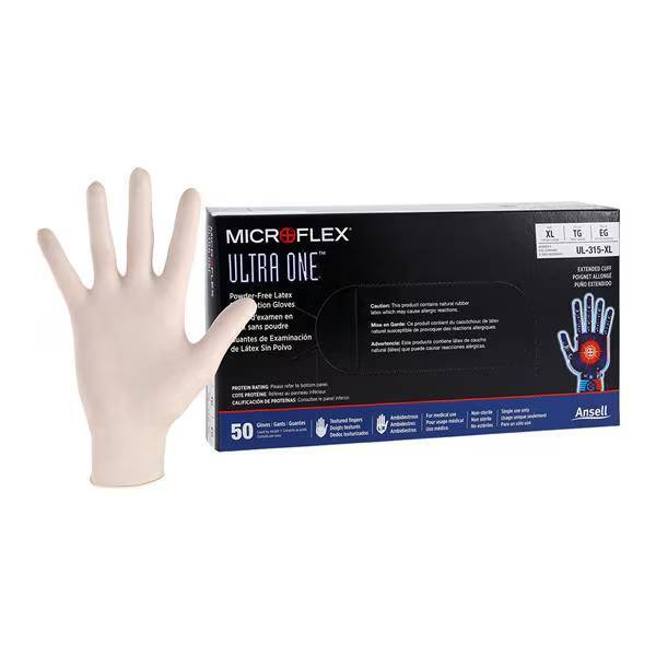 Ansell Perry UL-315-XL Ultra One Latex Gloves High Risk PF Extra Large 50/Bx