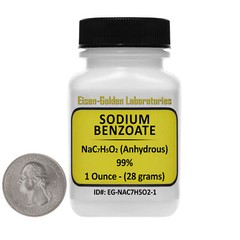 Sodium Benzoate [NaC7H5O2] 99.9% USP Food Grade Micropellets 1 Oz in a Bottle
