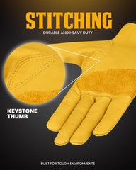 First Canadian 3 Pair Heavy Duty Leather Work Gloves For Men Women