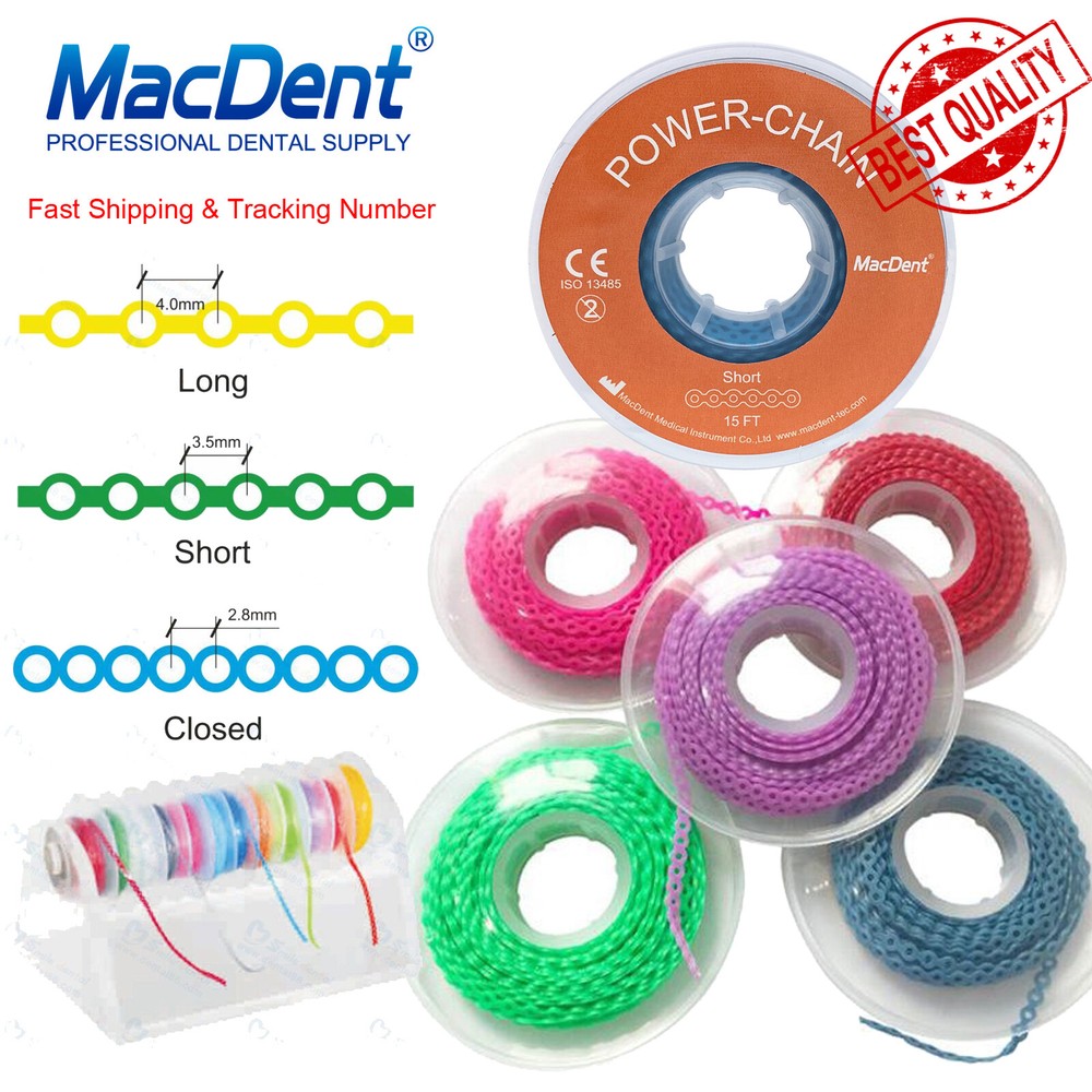 Dental Orthodontic Power Chain Elastic Rubber Bands For Braces Long/Short/Closed