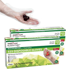Disposable Food Handling Long Cuff Cleaning Poly Gloves, One Size Fits Most, Sma