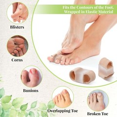 4Pcs Silicone Toe Spacers Lining with Fabric Breathable Soft Spacer Beige