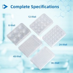 6-Well Polystyrene Cell Culture Plates with Lids, Individual Wrapped Plates, Ste