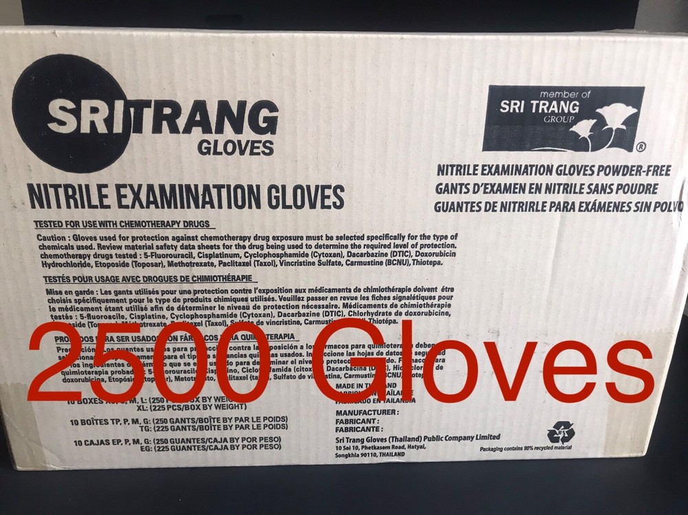 2500 Gloves Full Case – High Quality Blue Nitrile Exam Gloves Size Large 3 Mil