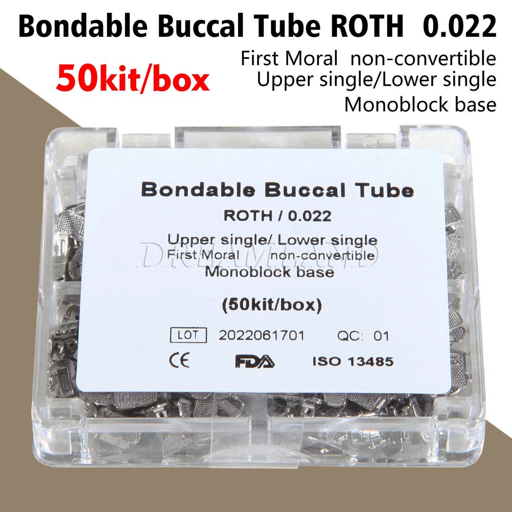 1-10 x Dental Orthodontic Buccal Tubes 1st Molar MBT/Roth 0.022 Monoblock